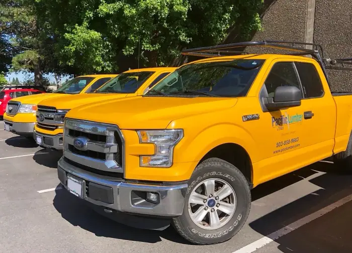 Customer pickup trucks loading
