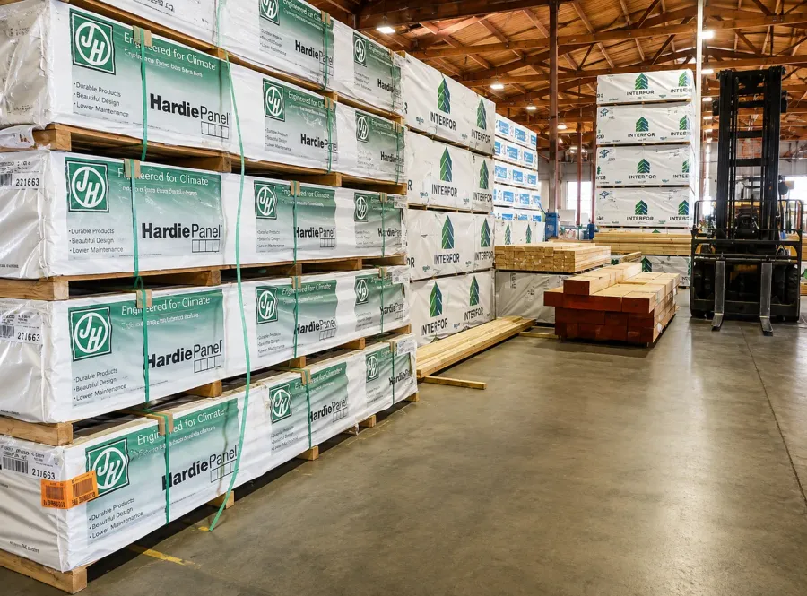 Stacks of dimensional framing lumber