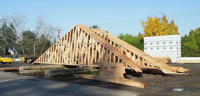Trusses stacked on stickers
